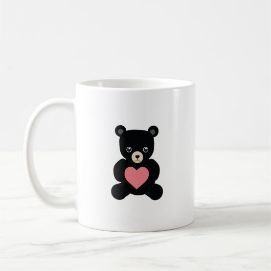ハートのついた黒いテディベア コーヒーマグカップ (左)
