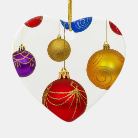 ハートのつまらないもののぶら下がったな木のクリスマスの装飾 セラミックオーナメント (正面)