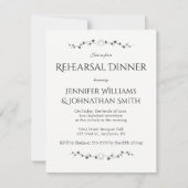 ハートのつる植物のリハーサルの夕食の招待状 招待状 (正面)