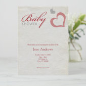 ハートのひものベビーシャワー-赤及び黒 招待状 (スタンド正面)