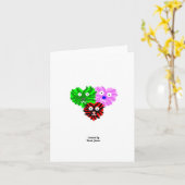 ハートのふわふわ 小さな縦型グリーティングカード カード (黄色い花)