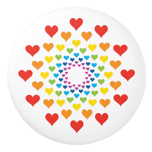 ハートのまわりにハート セラミックノブ (正面)