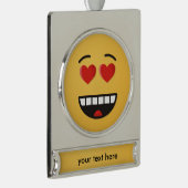 ハートのような目をした笑顔の顔 シルバープレートバナーオーナメント (右)