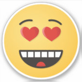 ハートのような目をした笑顔の顔 シール (正面)