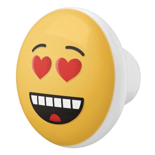 ハートのような目をした笑顔の顔 セラミックノブ (右)