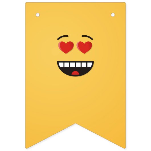 ハートのような目をした笑顔の顔 バンティングフラッグ (第3の旗)