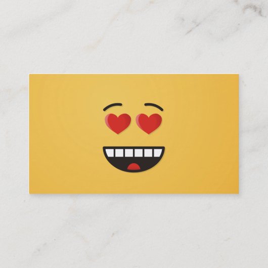 ハートのような目をした笑顔の顔 名刺 (裏面)