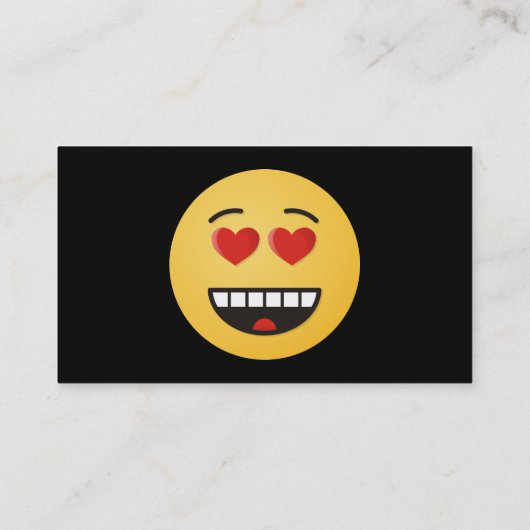 ハートのような目をした笑顔の顔 名刺 (裏面)