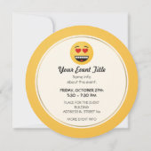 ハートのような目をした笑顔の顔 招待状 (裏面)