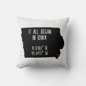 ハートのアイオワ州GPS座標 クッション (正面)