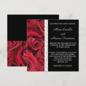 ハートのアクセントが付いた赤いバラの結婚式招待状 招待状 (正面/裏面)