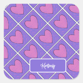 ハートのアップリケキルトパターン スクエアシール