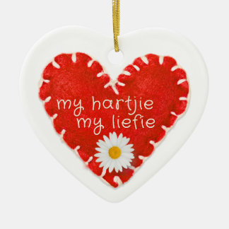 ハートのアップリケ My Hartjie My Liefie 名入れ セラミックオーナメント