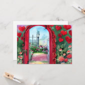 ハートのアーチウェイ バレンタイン カスタム カード (正面/裏面インサイチュ)