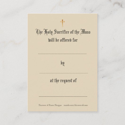 ハートのイエス・キリストの神聖な固まりの提供の祈りの言葉神聖なカード 名刺 (裏面)