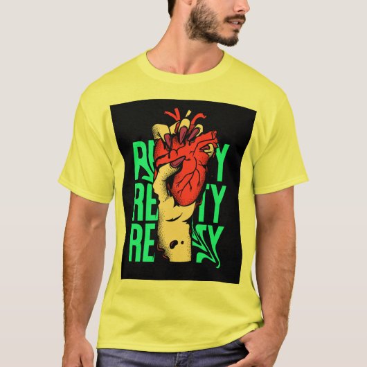 ハートのイエローのTシャツ Tシャツ (正面)