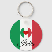 ハートのイタイタリアンリア&フラッグ，ラブ/赤いハート キーホルダー (正面)