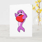 ハートのイルカ カード (黄色い花)