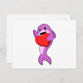 ハートのイルカ ポストカード (正面/裏面)