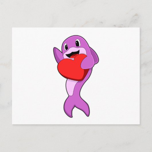 ハートのイルカ ポストカード (正面)