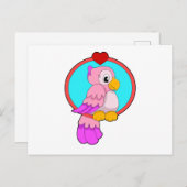 ハートのインコ ポストカード (正面/裏面)