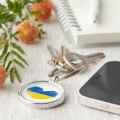 ハートのウクライナ国旗の色。ウクライナ キーホルダー (側面)