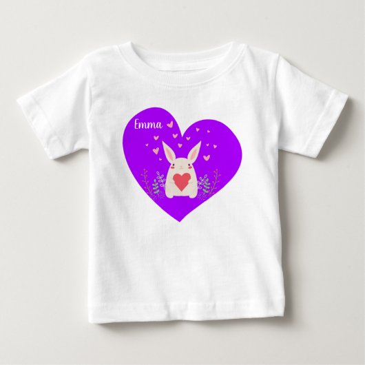 ハートのウサギTシャツ ベビーTシャツ (正面)