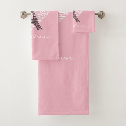 ハートのエッフェル塔及び銘刻文字パリ バスタオルセット (インサイチュ)