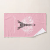 ハートのエッフェル塔及び銘刻文字パリ バスタオルセット (ハンドタオル)