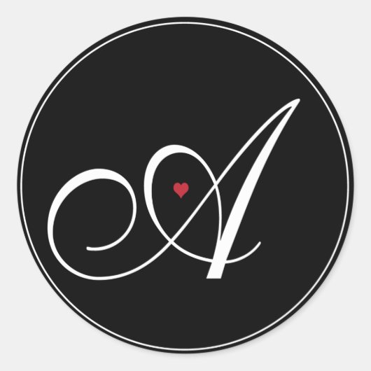 ハートのエレガントなモノグラムの手紙A ラウンドシール (正面)