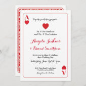 ハートのエースのトランプを使ったウェディングパーティーの招待状 招待状 (正面/裏面)