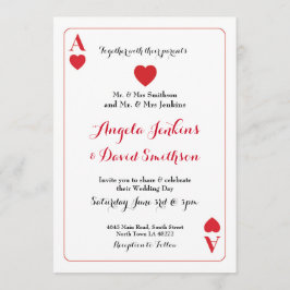 ハートのエースのトランプを使ったウェディングパーティーの招待状 招待状