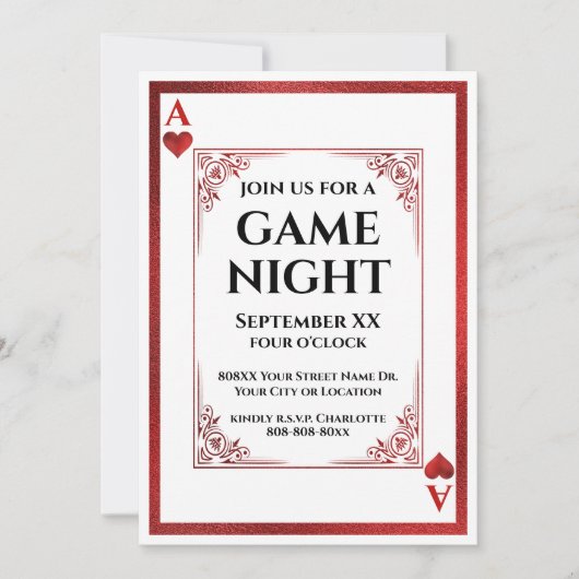 ハートのエースゲーム遊ナイトのカード 招待状 (正面)