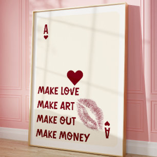ハートのエース ポスター Make Love Make Art タイポグラフィー