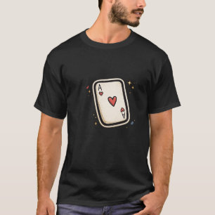 ハートのエース ミニマルなトランプアート Tシャツ
