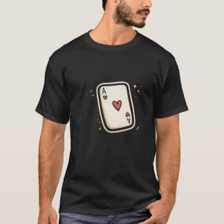 ハートのエース ミニマルなトランプアート Tシャツ