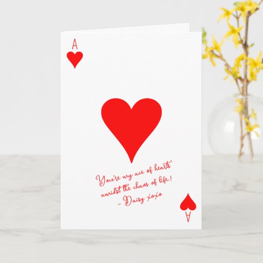 ハートのエース 人生の混乱の中で愛を カード (黄色い花)