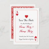 ハートのエース 赤い結婚式の招待状 Save The Date セーブザデート (正面/裏面)