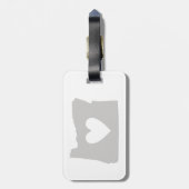 ハートのオレゴンの州のシルエット ラゲッジタグ (裏面縦)