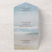 ハートのオーシャン ウォーター カラー オールインワン招待状 (外側)