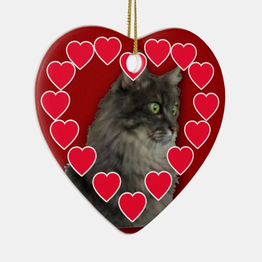 ハートのオーナメントが付いているカスタマイズペット写真 セラミックオーナメント (右)