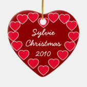 ハートのオーナメントが付いているカスタマイズペット写真 セラミックオーナメント (裏面)