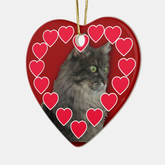 ハートのオーナメントが付いているカスタマイズペット写真 セラミックオーナメント (左)