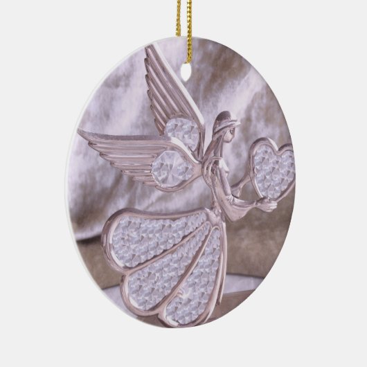 ハートのオーナメントとのハートの天使 セラミックオーナメント (右)