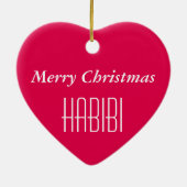 ハートのオーナメントのメリークリスマスHABIBI セラミックオーナメント (裏面)