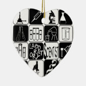 ハートのオーナメントの実験室の科学者用具 セラミックオーナメント (右)