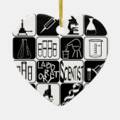 ハートのオーナメントの実験室の科学者用具 セラミックオーナメント (正面)