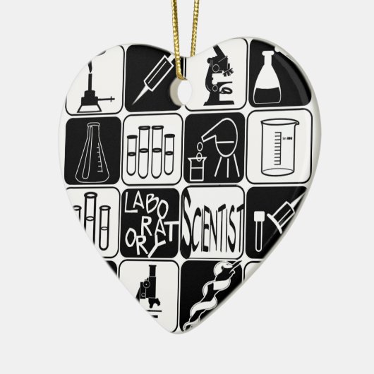 ハートのオーナメントの実験室の科学者用具 セラミックオーナメント (左)