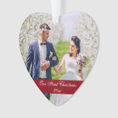 ハートのオーナメントを結婚する私達の初めてのクリスマス オーナメント (正面)