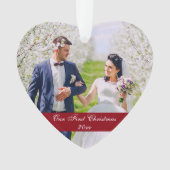 ハートのオーナメントを結婚する私達の初めてのクリスマス オーナメント (正面)